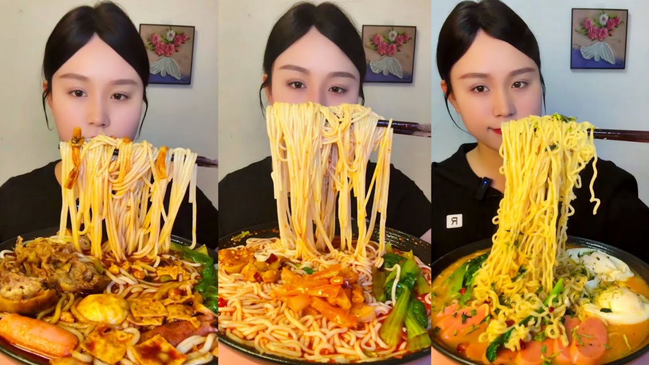 Spicy Eating Mukbang Chinese Food Noodles, Eggs🌶️ (chewy sounds) ASMR Chinese Foods 吃播 吃 Mukbang