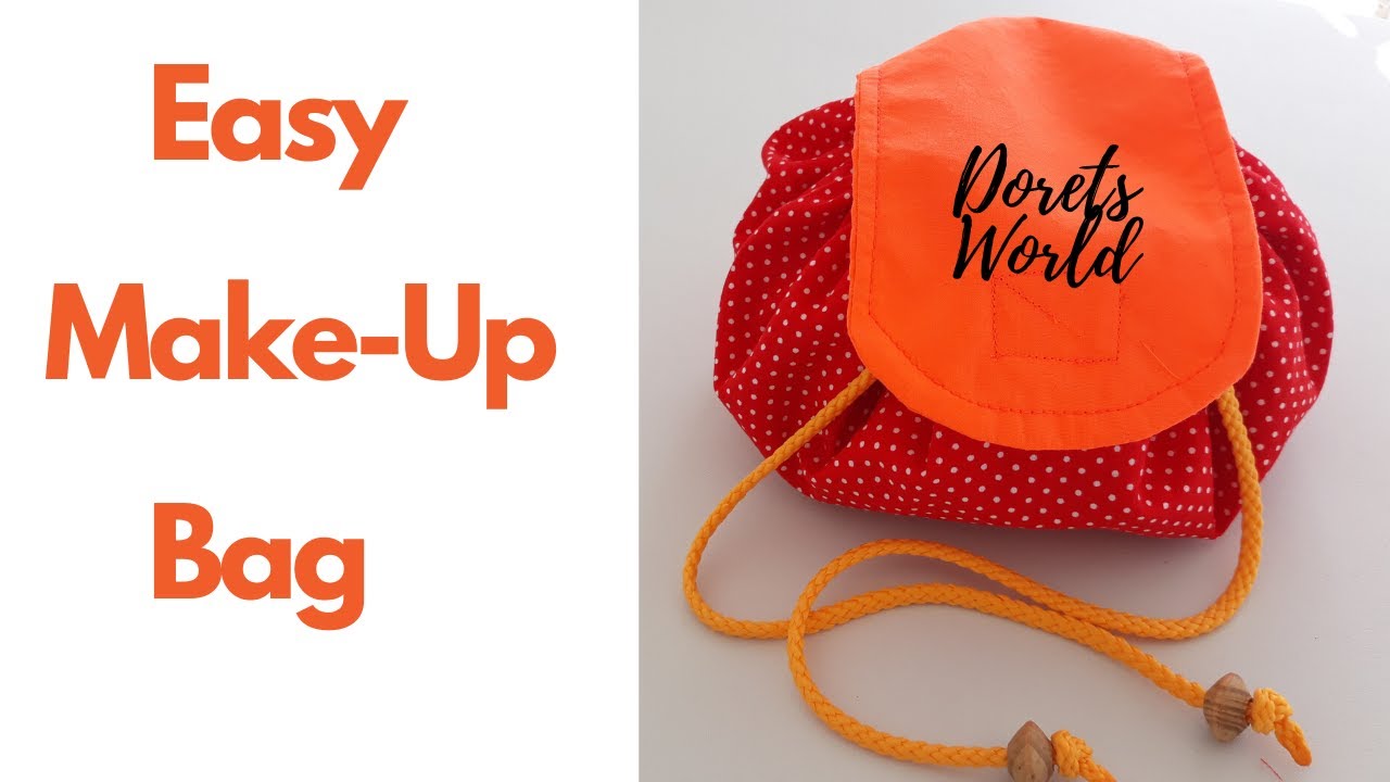DIY Drawstring Cosmetic Bag | Round Drawstring Make-up Bag | Make-up Bag