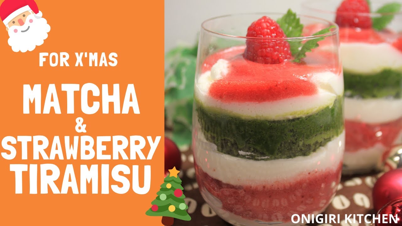 How to make Christmas Tiramisu with Matcha ＆ Strawberry - Japanese Homemade Food Recipes【苺と抹茶のティラミス】
