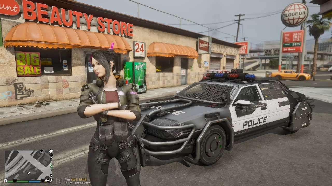Gta 5 LSPDFR Episode: Cyberpunk Female Police Officer - Hella NCPD City Patrol