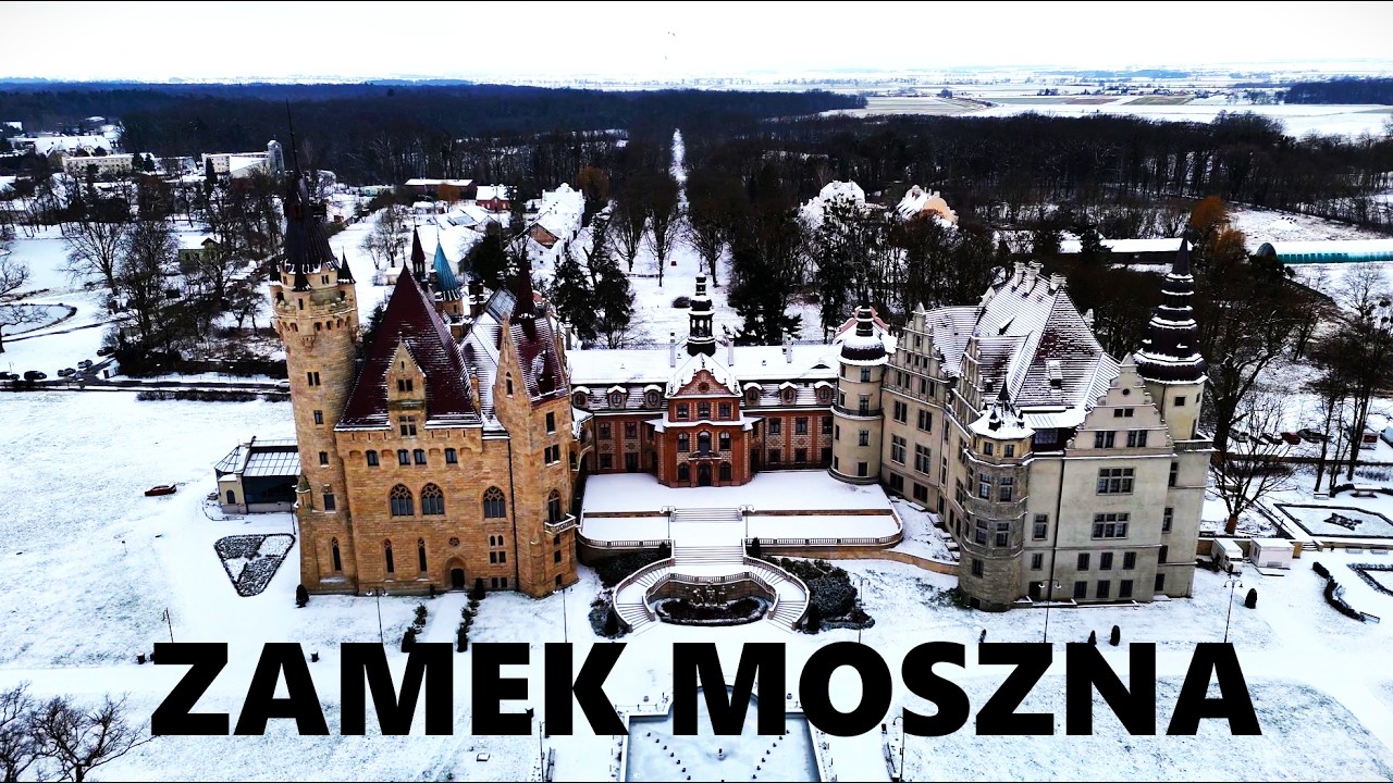 ZIMOWY ZAMEK W MOSZNEJ: 99 Wież w Śniegu ❄️ Winter Fairytale Castle | Drone 4K Aerial Tour