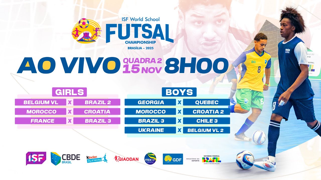 Mundial Escolar de Futsal 2025 &bull; AO VIVO | Quadra 1 | Jogos do Dia 15/11