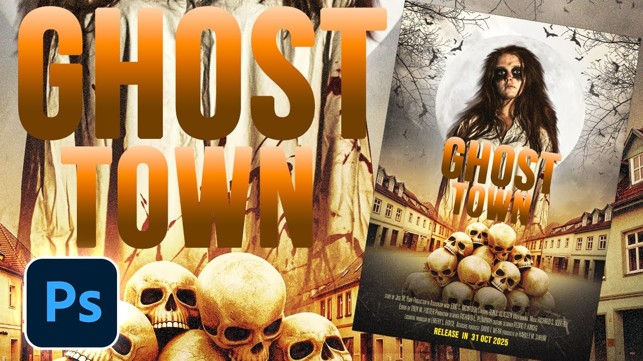 Ghost town movie poster design in photoshop
