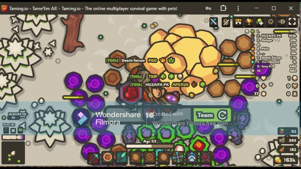 mega base at big gold high score 500k taming io