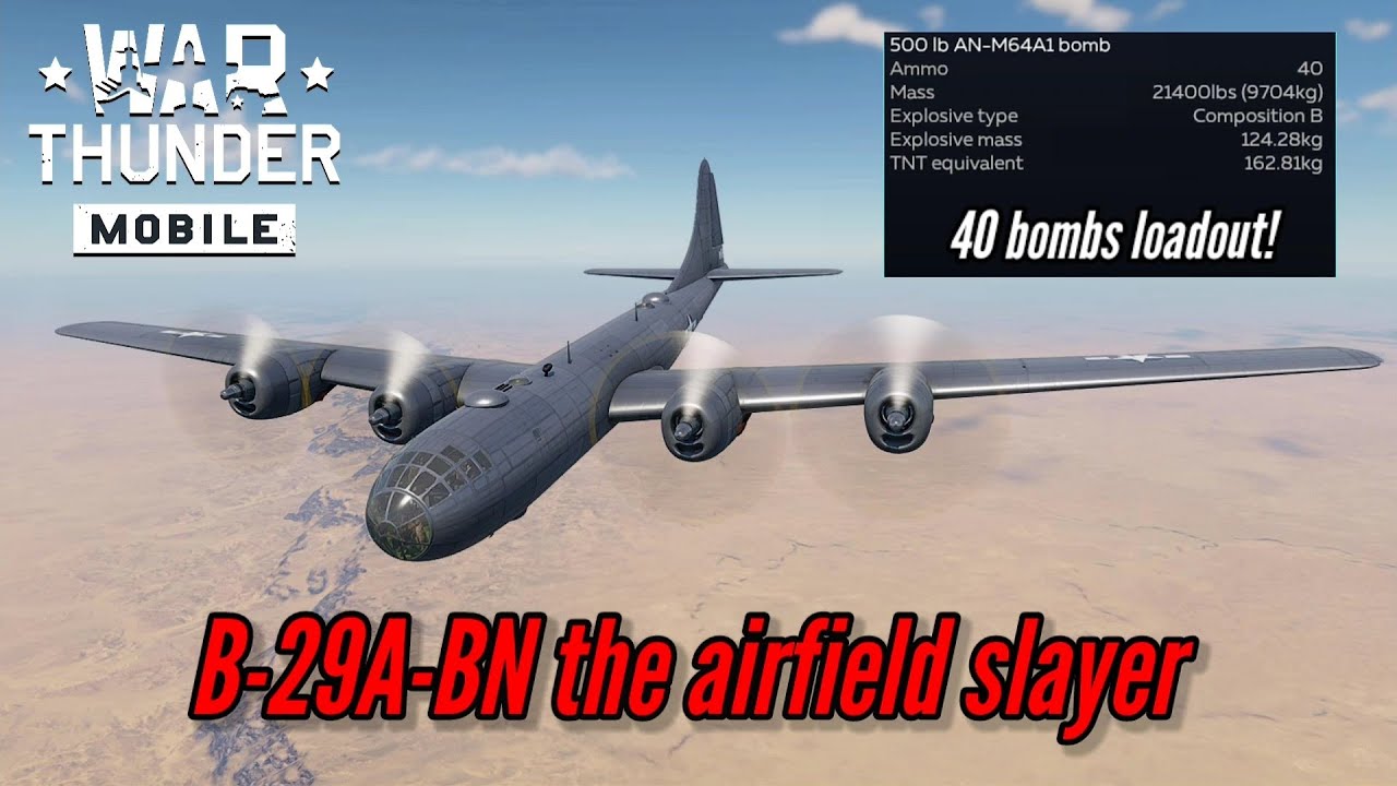 NEW! B-29A-BN gameplay: 40 bombs loadout is INSANE! - War Thunder Mobile