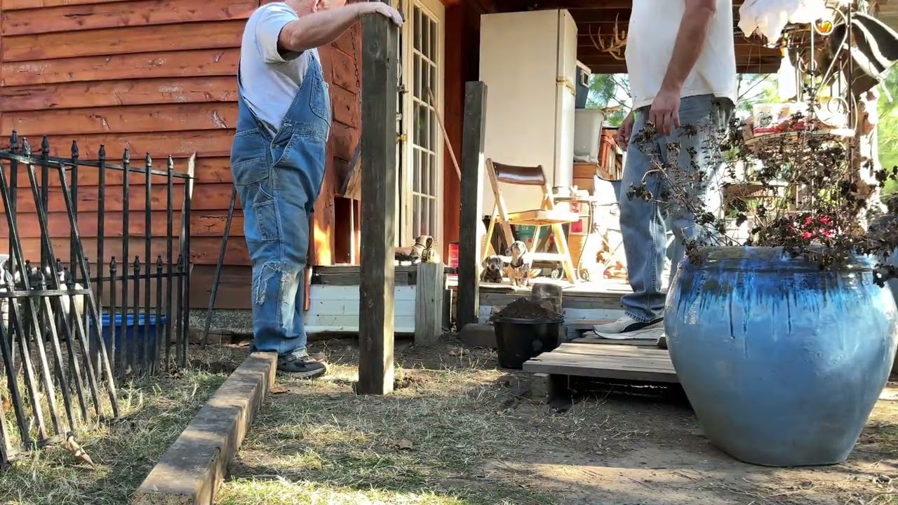 The pups get a private porch to a more secure yard