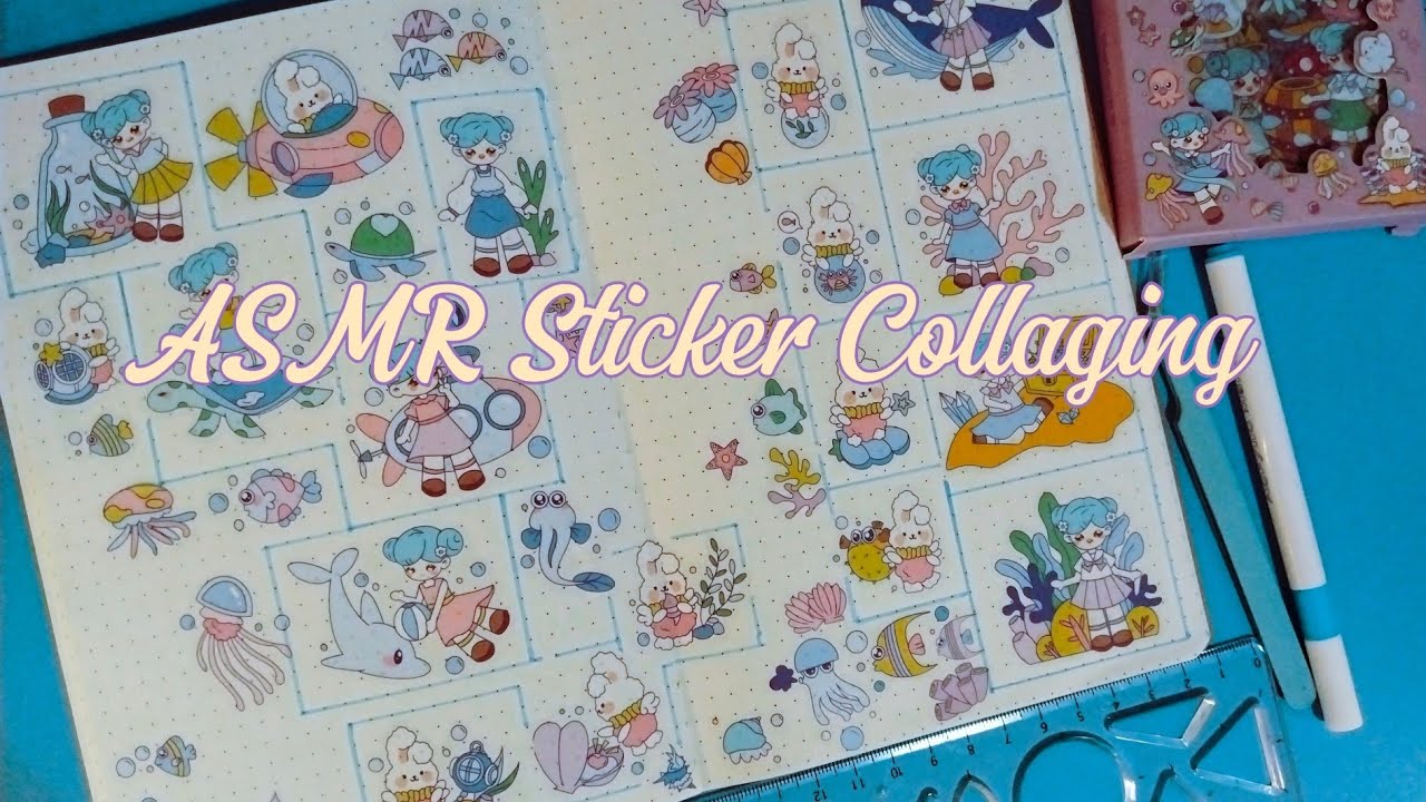 I Did This to my Stickers / ASMR Kawaii Sticker Journaling Ideas / Under the Sea Theme 