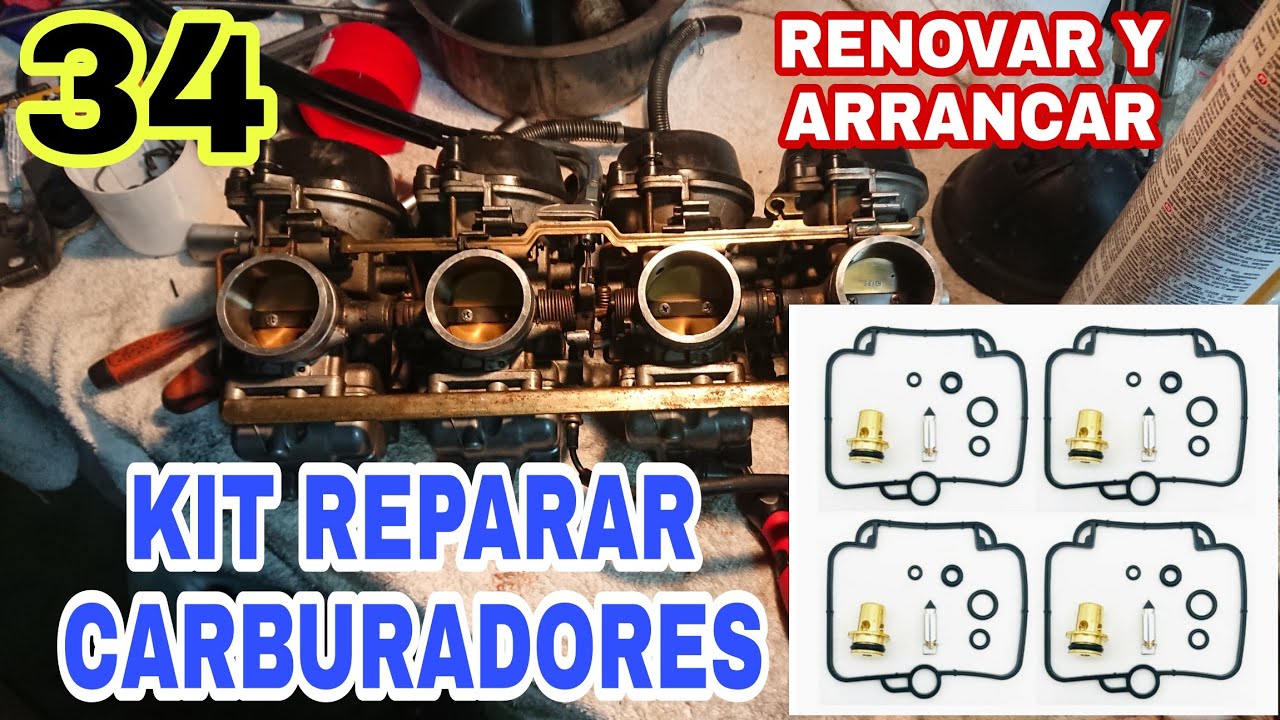 34 Montar kit nuevo carburación en 4 carburadores y arrancar. Suzuki GSXR 750