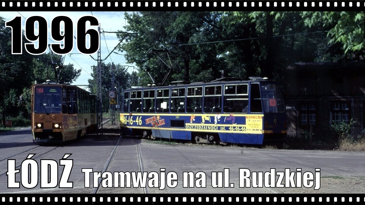 Łódź. Tramwaje na ulicy Rudzkiej; 14.07.1996 r.