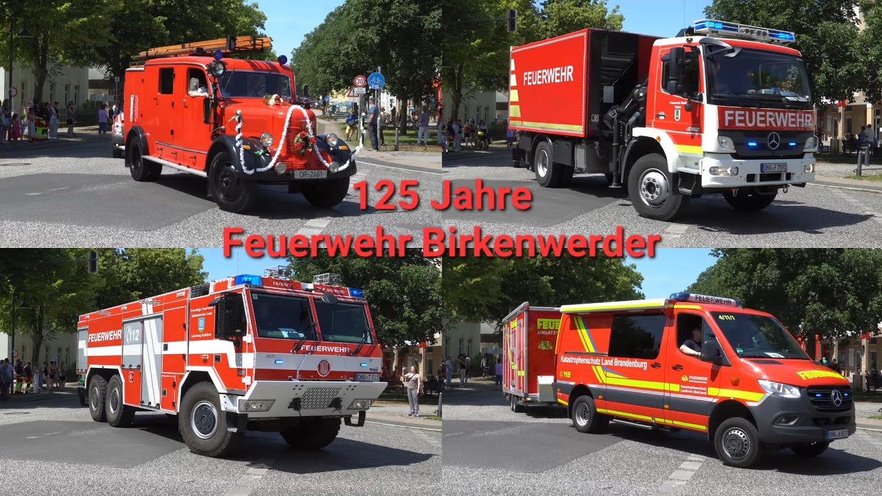 [125 Jahre Feuerwehr Birkenwerder] Festumzug mit viel Bullhorn
