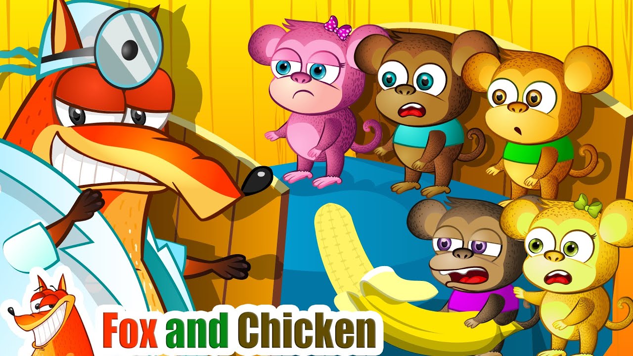 Five Little Monkeys | Nursery Rhymes & Baby Songs - Fox and Chicken