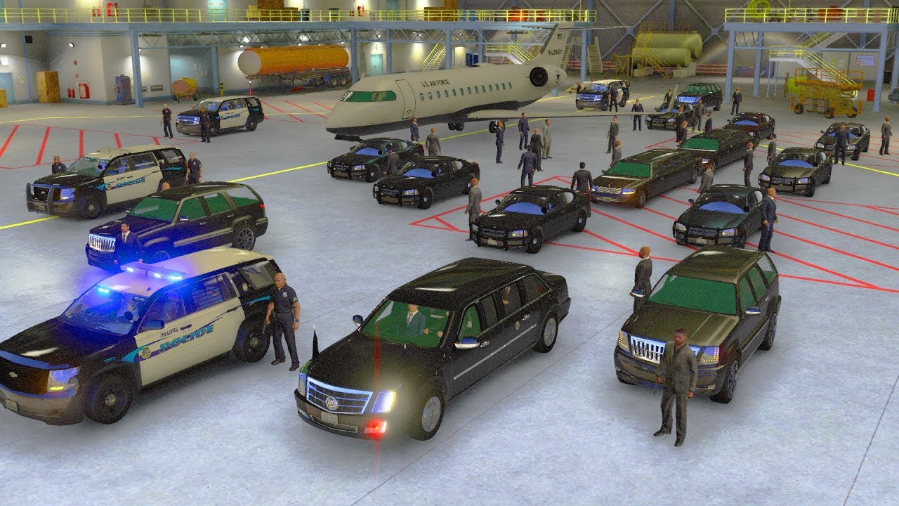 GTA 5 — СЕКРЕТНАЯ СЛУЖБА сопровождает президента Дональда Трампа в гольф-клуб (Cadillac Beast и A...