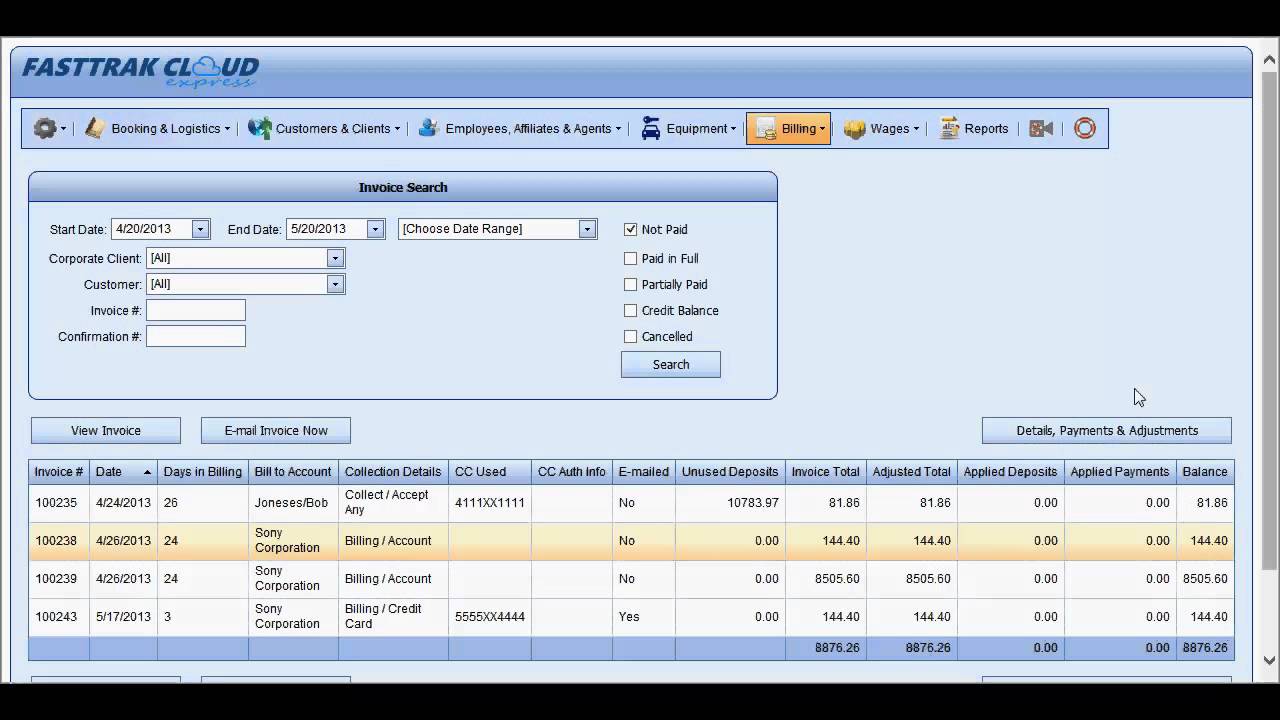 Cloud Express - Mobile - Managing Invoices