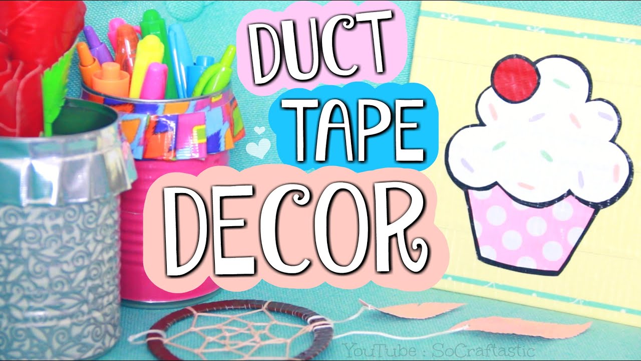 DIY Duct Tape Room Decor - Painting, Dream Catcher, & Pencil Holder | SoCraftastic