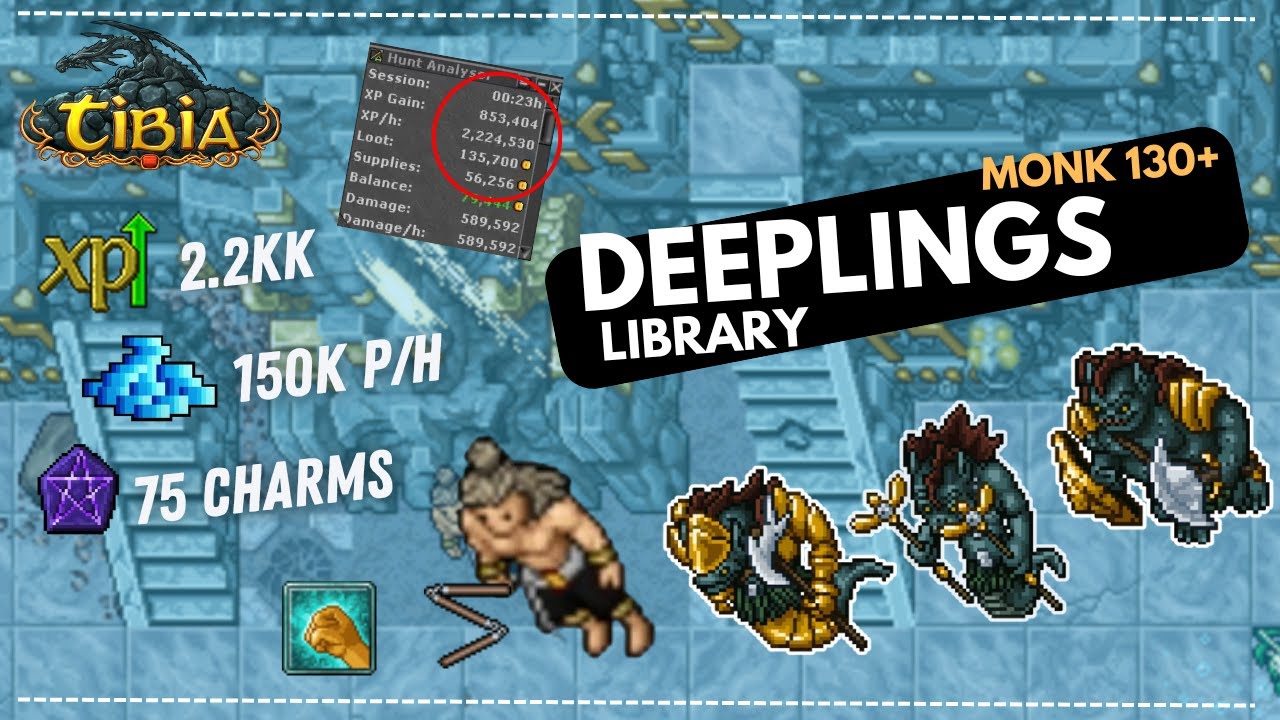 Tibia Hunt | Deeplings Gray Island Monk Hunt 130+