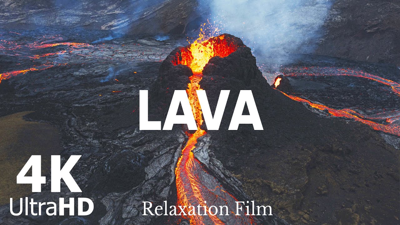 LAVA & VOLCANO in 4K ULTRA HD  - Amazing Beautiful Landscape | Aerial Drone | Scenic Relaxation Film