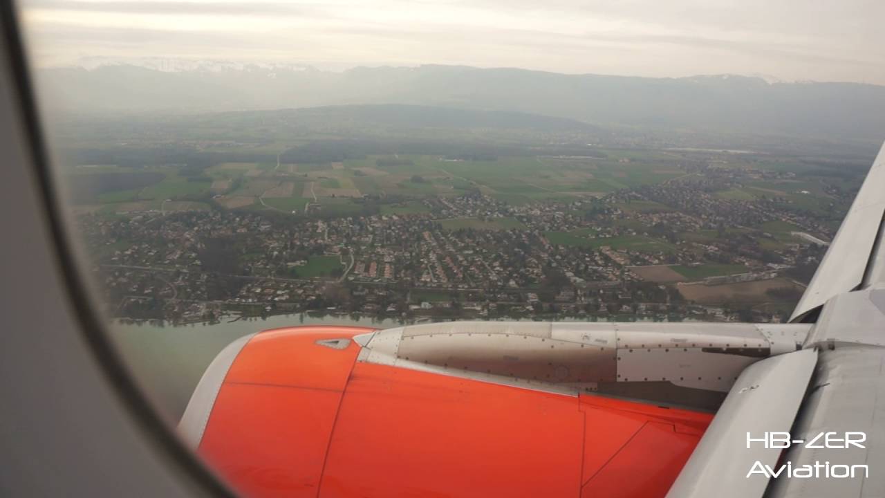 Airbus A320 Sharklets easyJet UK - Approach, landing, taxi & Shutdown at Geneva from London Gatwick