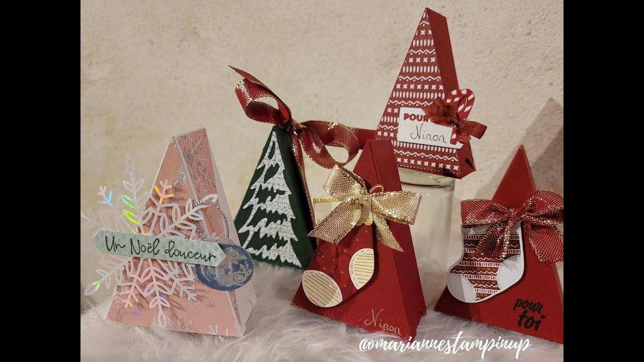 Des petites boîtes triangulaires pour la table de Noël 🎄 🎅
