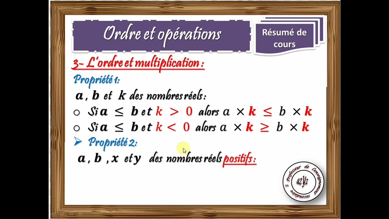 Résumé de cours ordre et opérations