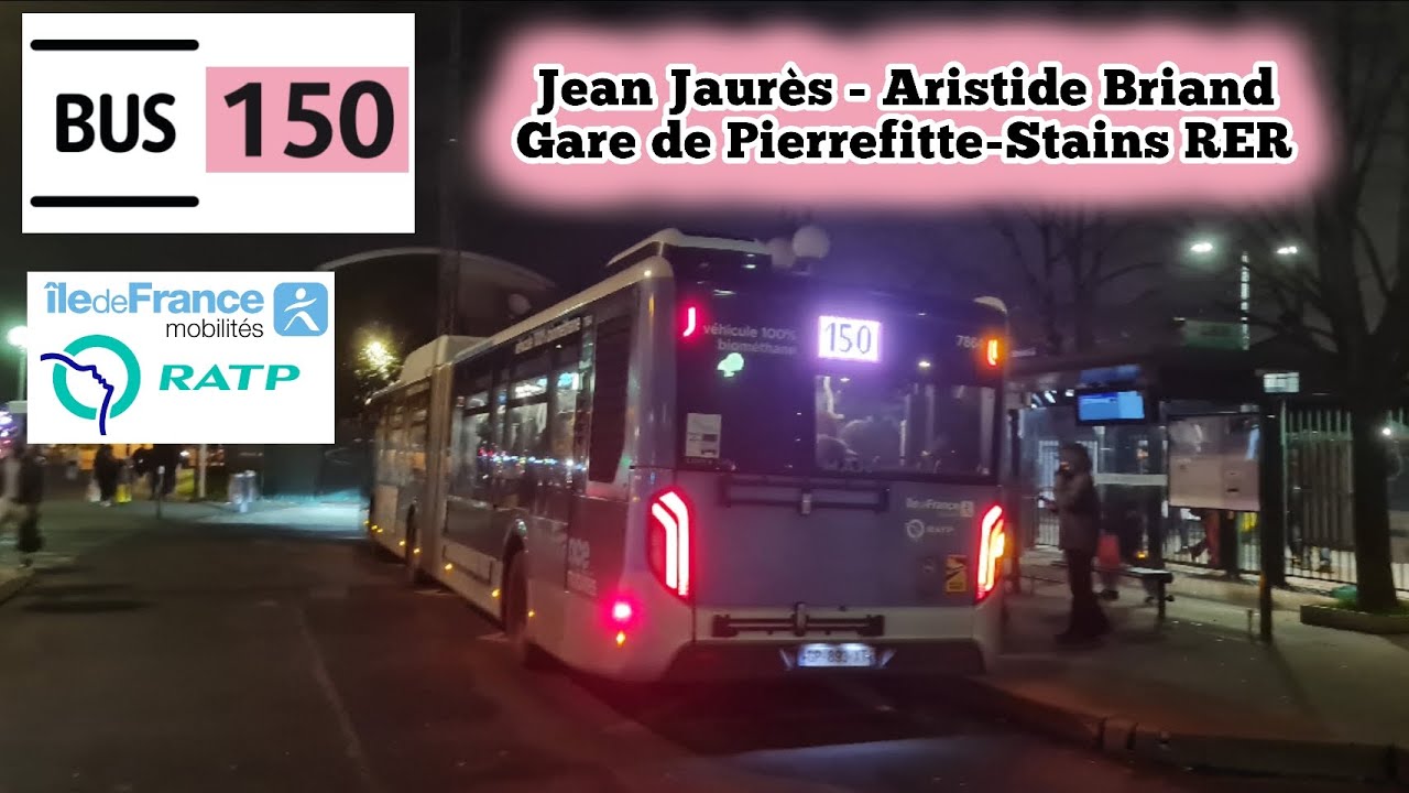 Bus 150 Ratp man lion s'city 18 GNV Jean Jaurès-Aristide Briand➡️Gare de Pierrefitte-Stains RER