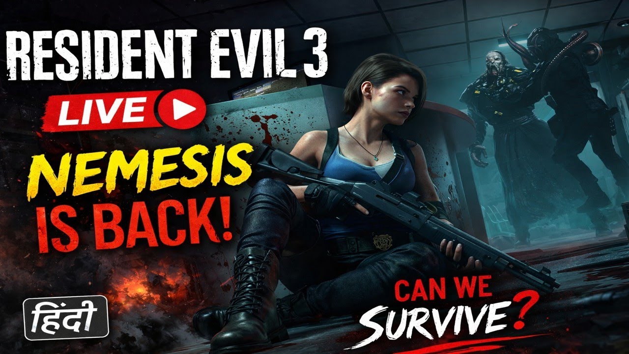 🔴 RESIDENT EVIL 3 LIVE 😱 | Continuing the Resident Evil Series | Nemesis Is Back! | Hindi