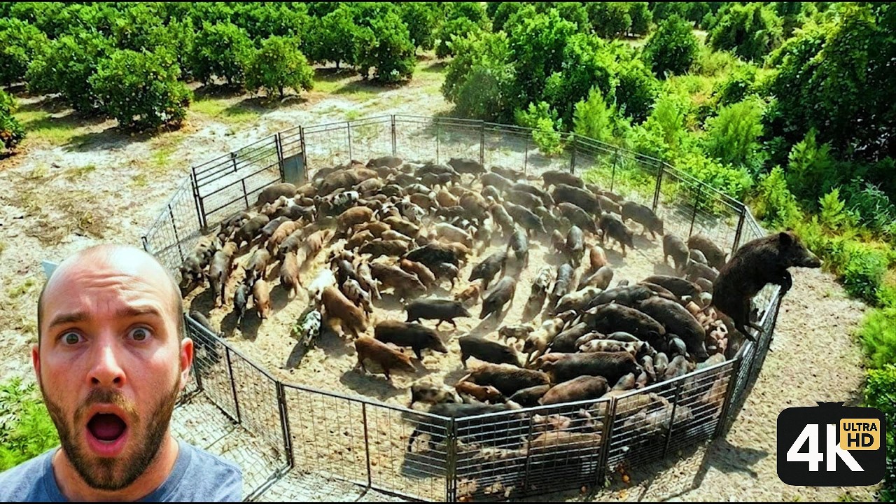 You'll be SURPRISED to see HOW MANY wild boars are caught in traps | Wild Boar Trapping in Florida