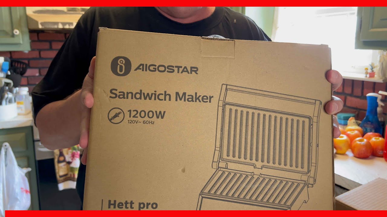 Aigostar Panini Press 1200W Sandwich Maker Electric Indoor Grill with Ceramic Non-Stick