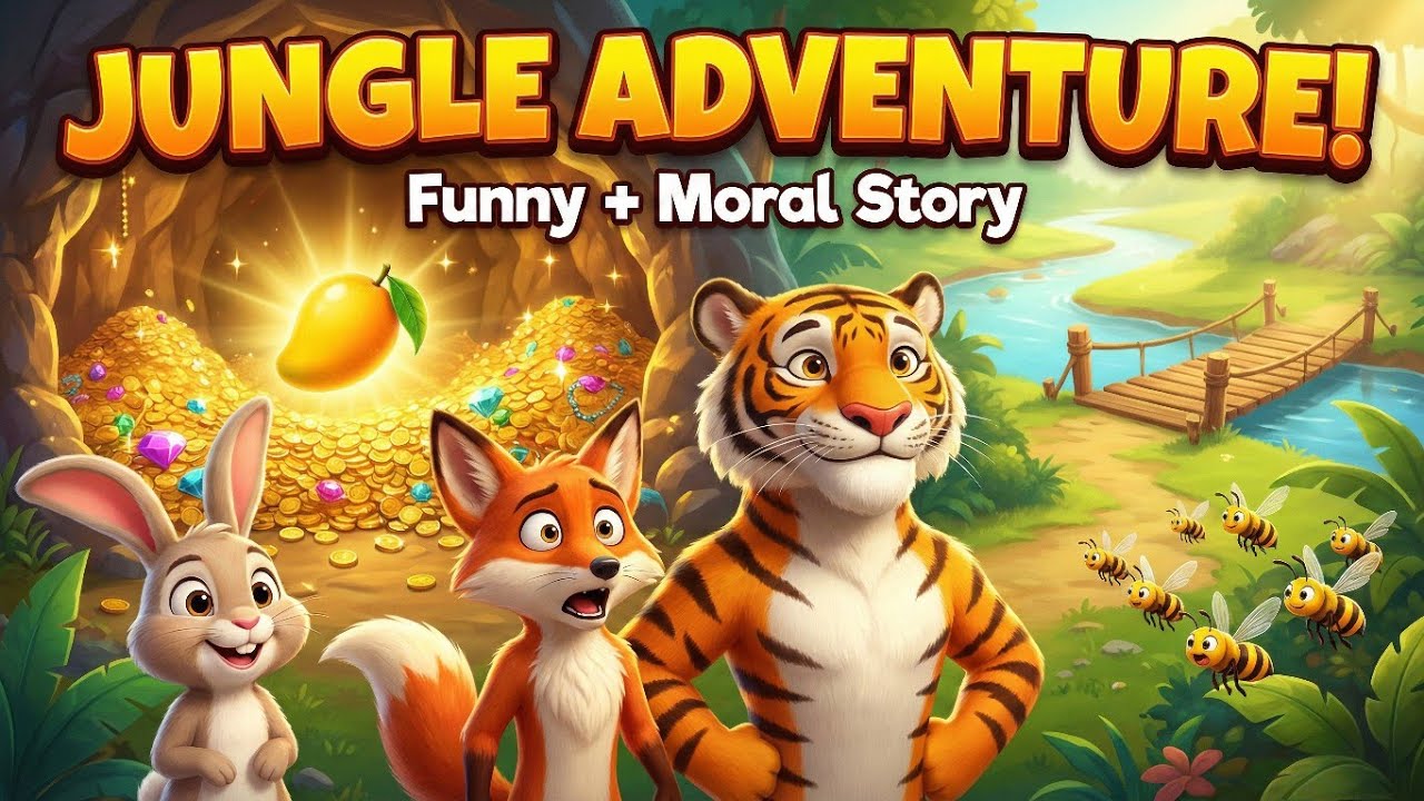 Funny Jungle Adventure 🐯🦊🐰 | Kids Cartoon Story | Treasure Cave Mystery