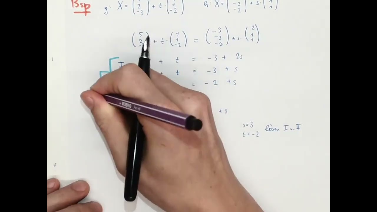 M6: Geraden (Parameterform): Unterscheidung Lagebeziehung: Schnittpunkt und Windschief