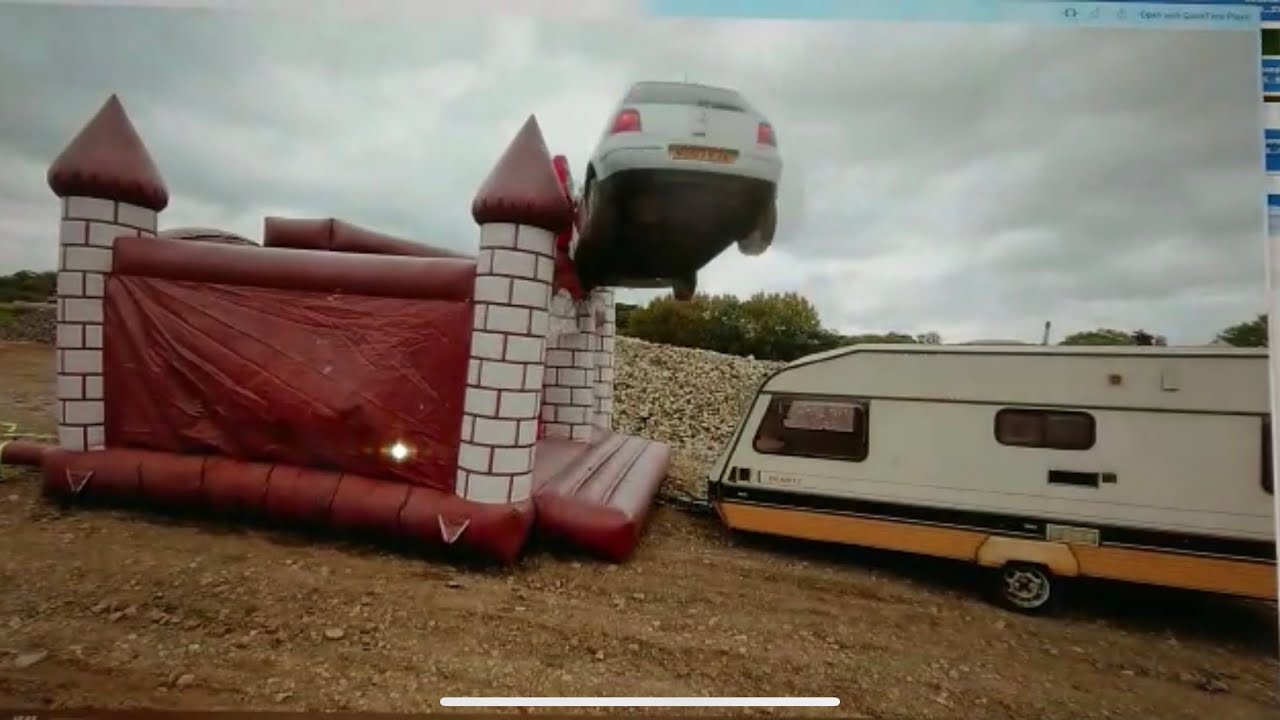 Car Jump competition filming an episode of Lazy car dealer behind the scenes many cars wrecked
