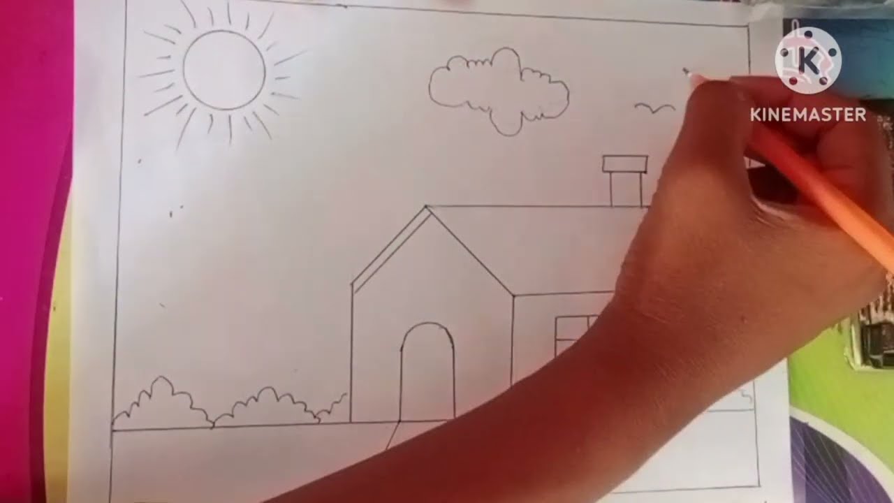 huose drawing/ghar ka chitra/home drawing