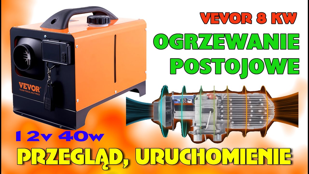 Nagrzewnica olejowa VEVOR 8kW 12V. Ogrzewanie postojowe - chińskie webasto. Test grzania