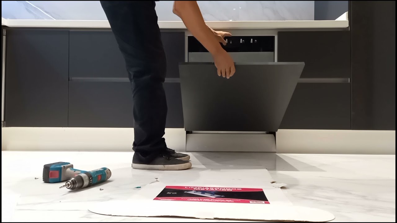طريقة تركيب باب غسالة الصحون خطوة بخطوة | مطبخ MDF عصري بدون تعليق صوتي