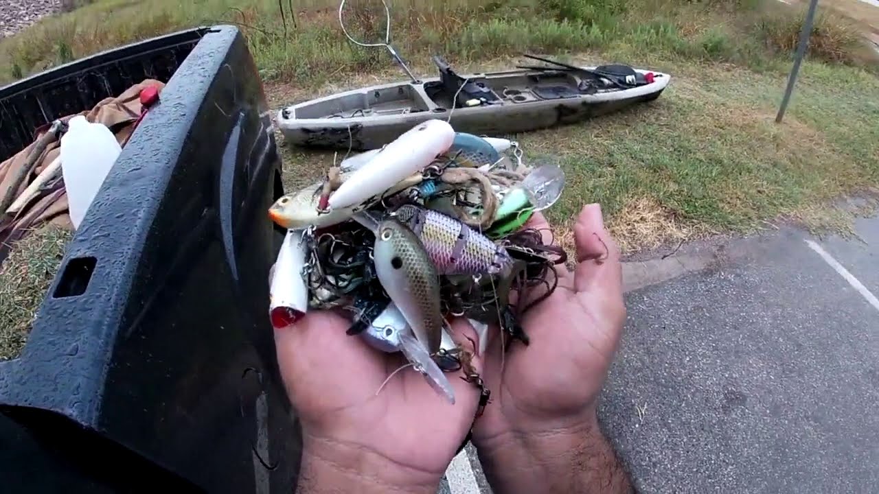 Finding hands full of lures while fishing..