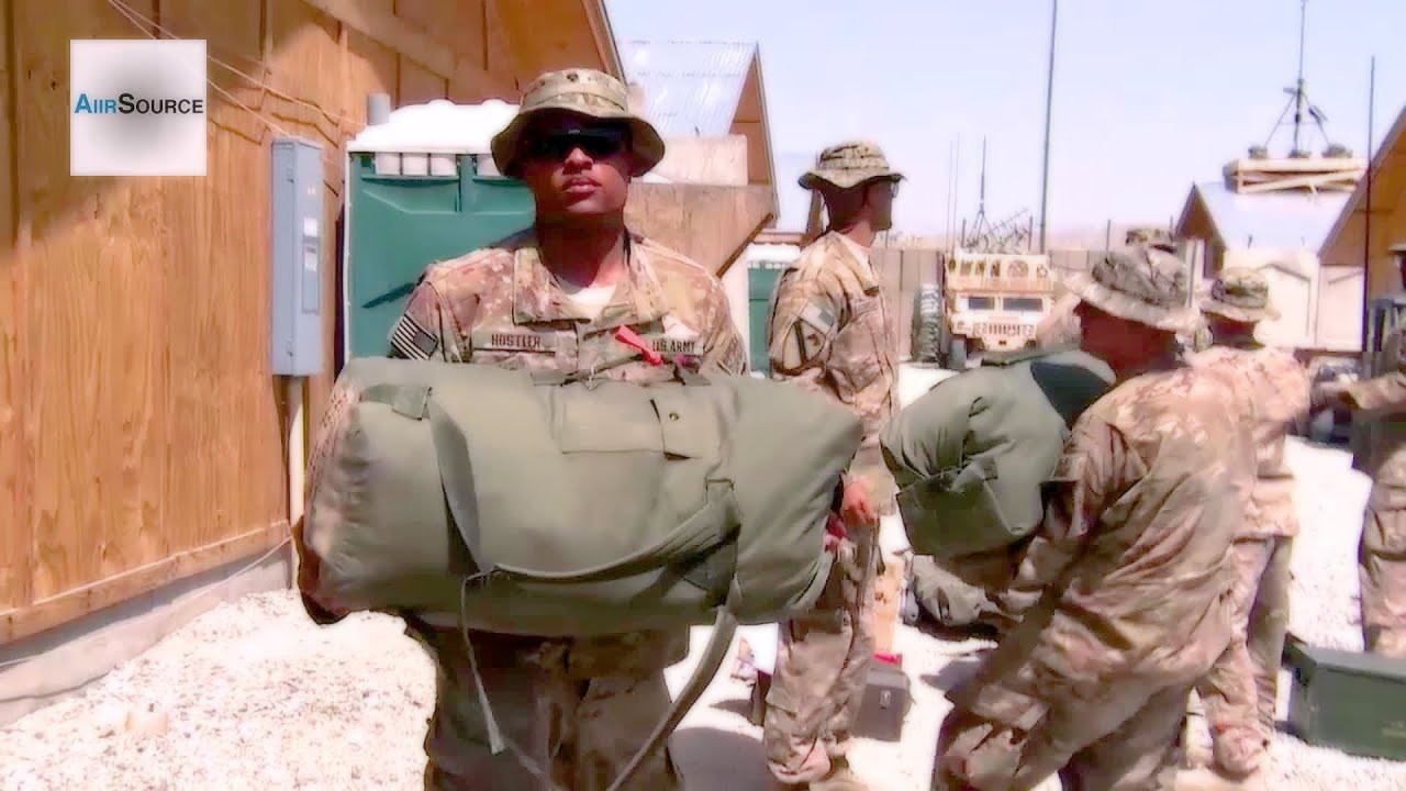 Army Soldiers Packing Up Bags for Redeployment