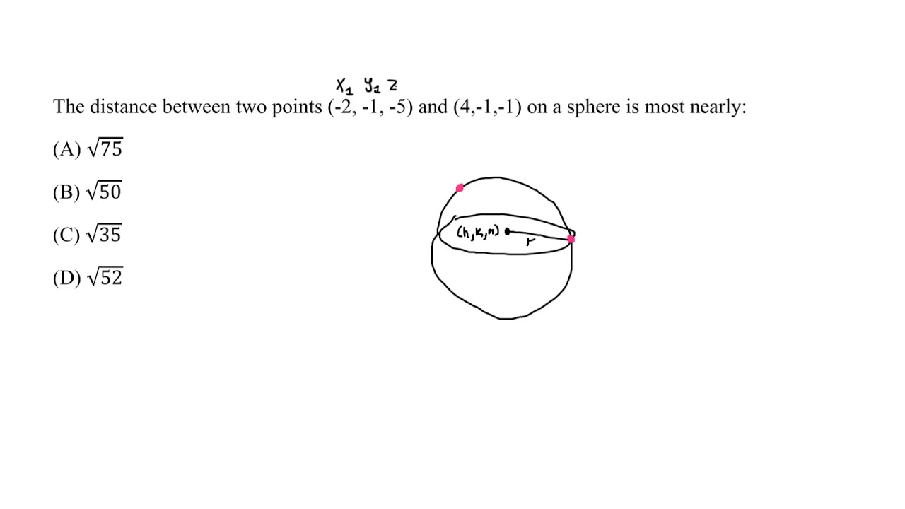 FE Exam Review - Analytic Geometry - Sphere Standard Equation and Distance Between two Points