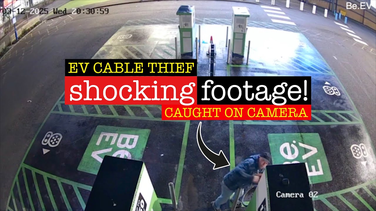 THIEF CAUGHT on CAMERA CUTTING through EV CHARGING CABLES - SHOCKING FOOTAGE!