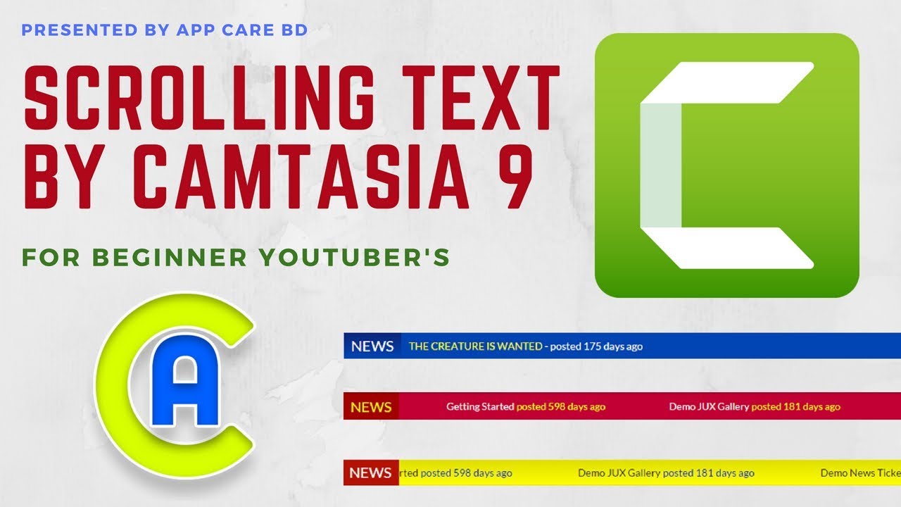 Scroll Text or News Ticker on Camtasia Studio 9 | App Care BD
