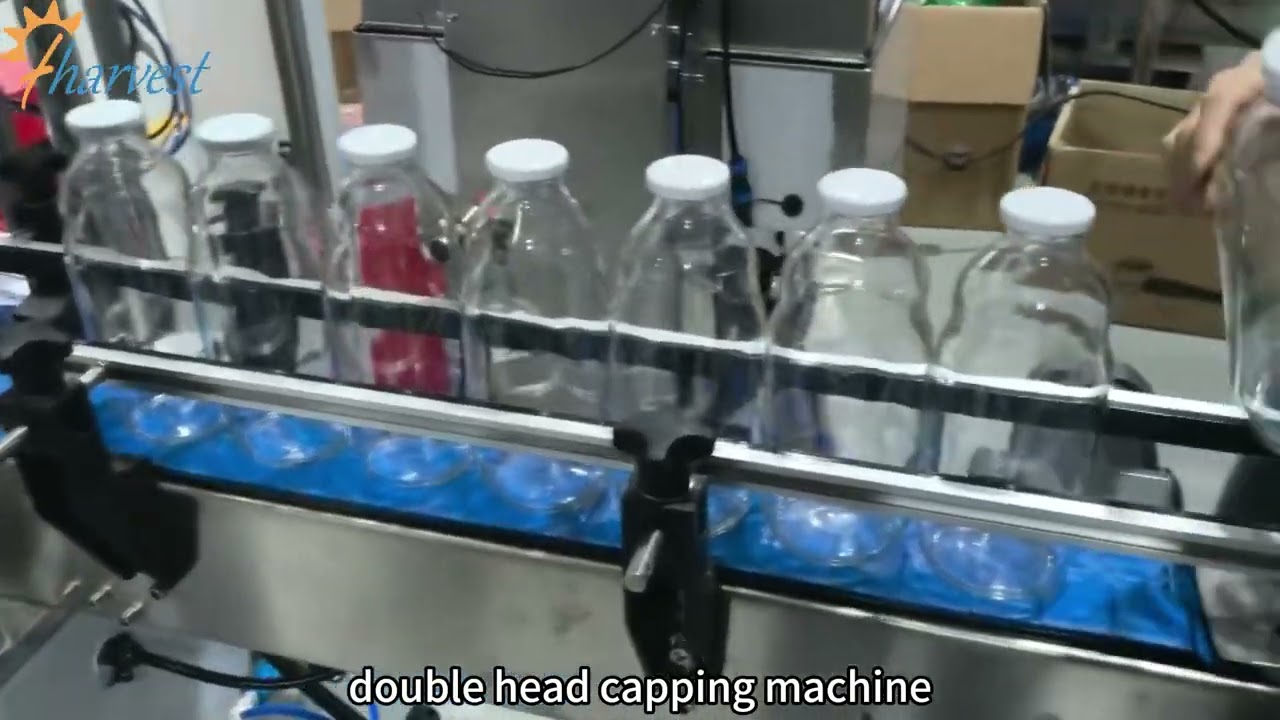 Fully auto juice bottle capping machine, glass bottle capping machine, double-head capping machine