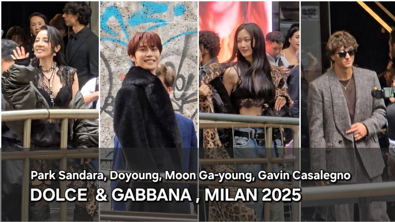 Doyoung from NCT 127, Moon Ga-young, Park Sandara, Gavin Casalegno Dolce&Gabbana | 27/09/2025 Milan 