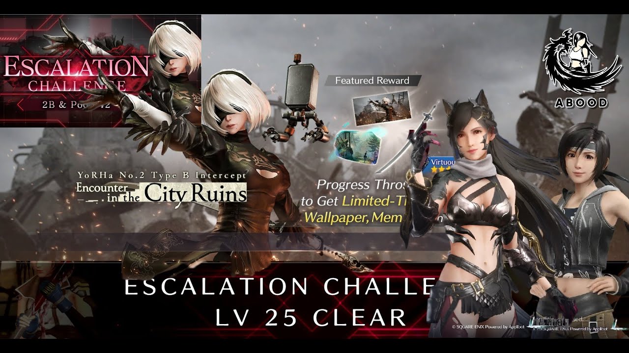 FF7EC Escalation 2B LV25:  Tifa Aerith and Yuffie team , No Nier weapons