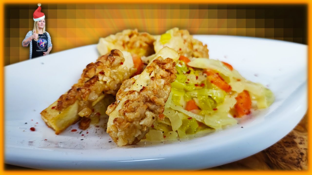 Vegane Vorspeise perfekt zu Weihnachten! (Tofusticks im Cashewmantel mit gedünsteten Weißkohlsalat)
