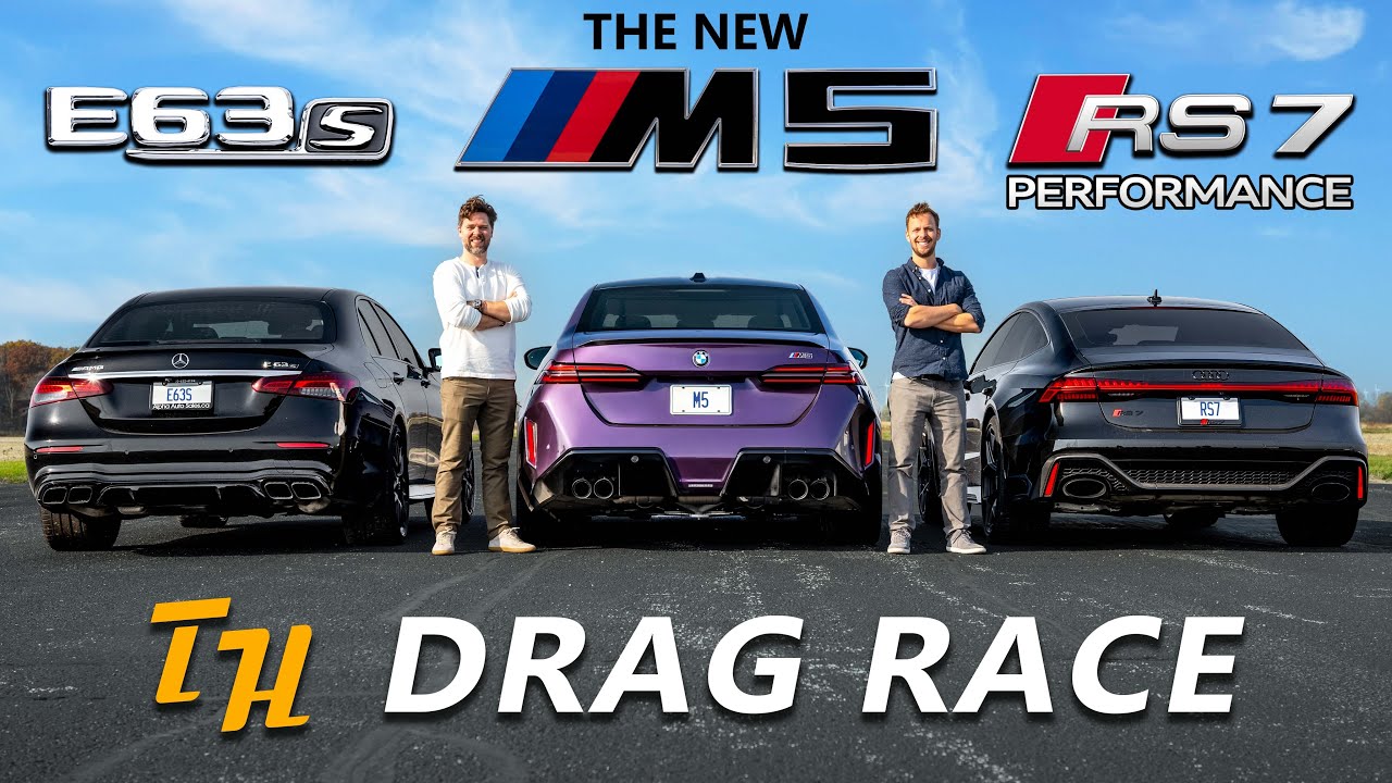 NEW BMW M5 vs Audi RS7 Performance vs AMG E63 S // DRAG & ROLL RACE