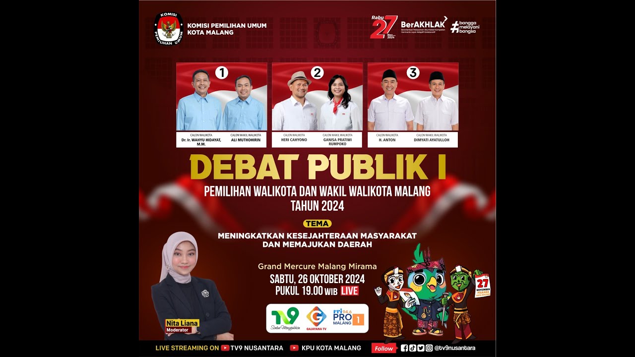 🔴  DEBAT PUBLIK | PEMILIHAN WALIKOTA DAN WAKIL WALIKOTA MALANG 2024