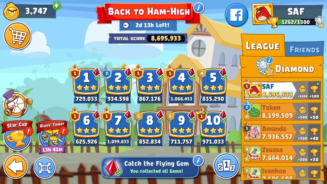 Angry Birds Friends. Back to Ham-High. All levels 3 stars. Passage from Sergey Fetisov