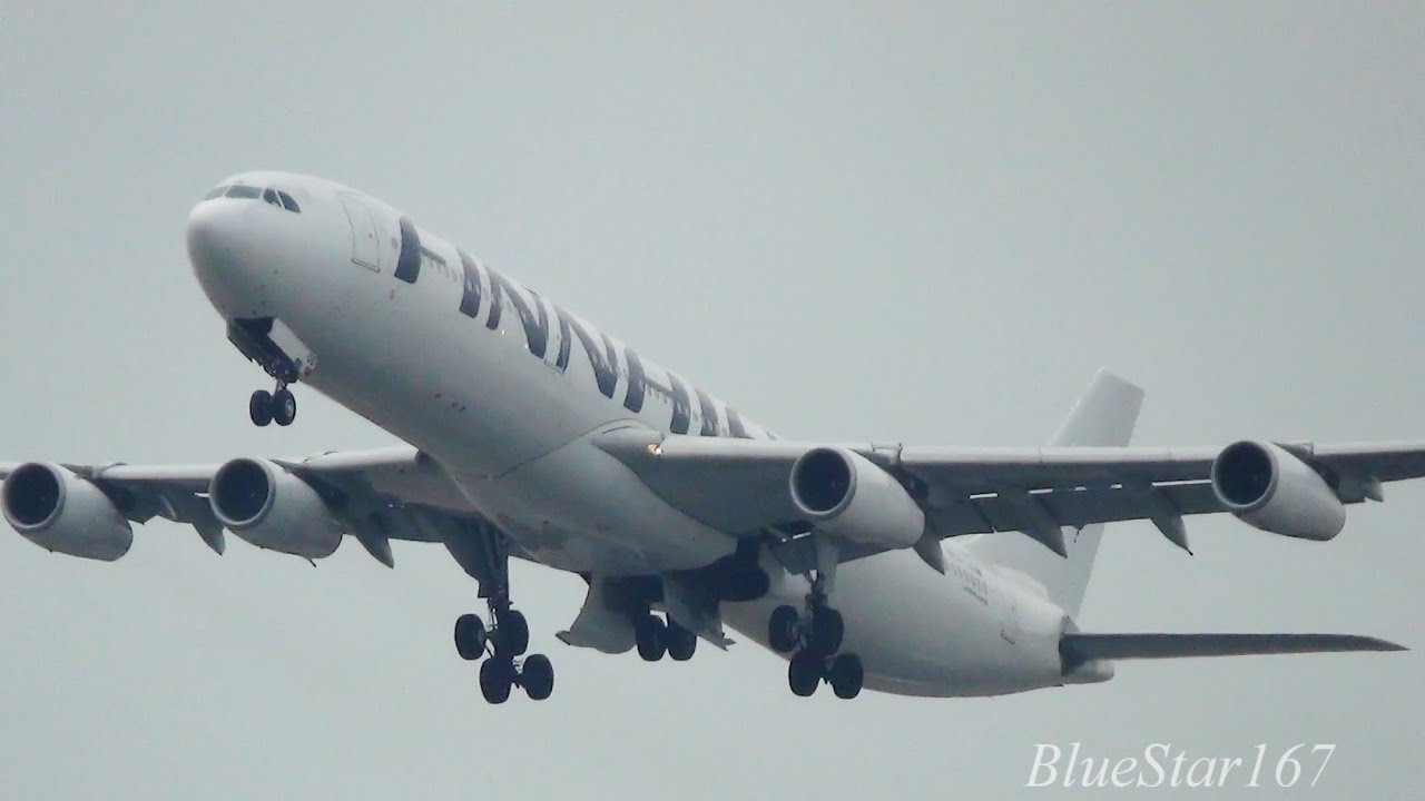Finnair Airbus A340-300 (OH-LQB) takeoff from KIX/RJBB (Osaka - Kansai) RWY 06R