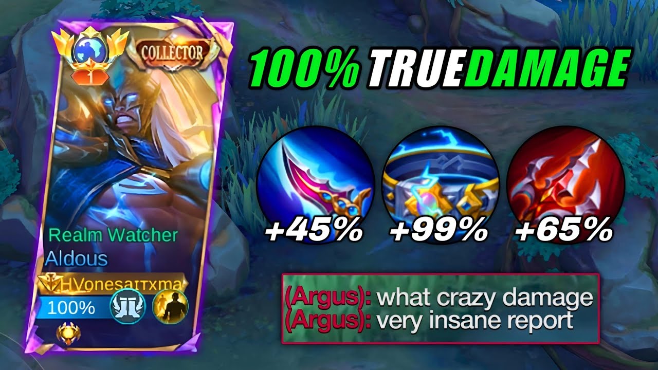 GLOBAL ALDOUS 100% FULL TRUE DAMAGE BUILD!! THE BEST ONEHIT BUILD 2024🔥 (must try this op build)