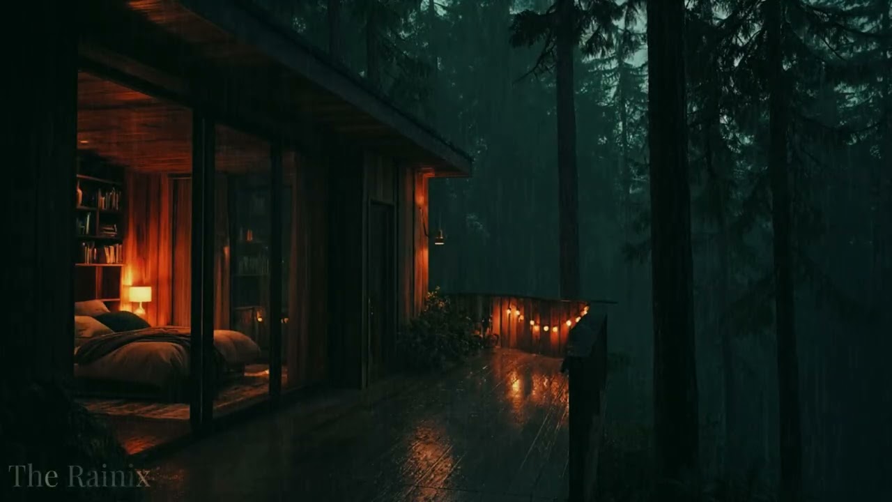 Rainy Night at a Forest Cabin 🌲 | Calming Rain Sounds for Sleep