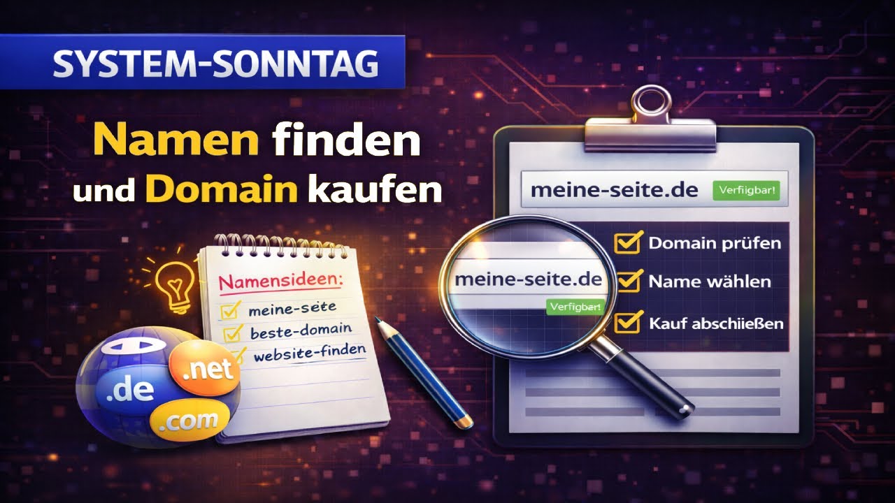 Wie finde ich einen Agentur-Namen und kaufe die richtige Domain? | System-Sonntag #1
