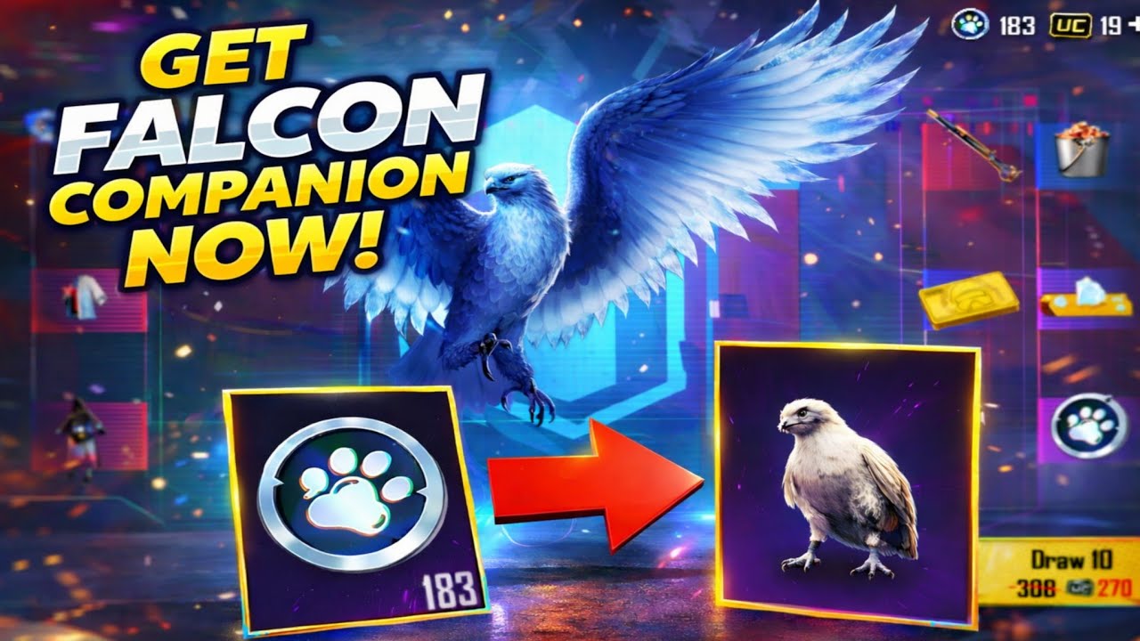 😍TRICK TO GET FALCON COMPANION IN BGMI 🔥 FALCON COMPANION RETURN | HOLA BUDDY NEW SPIN BGMI